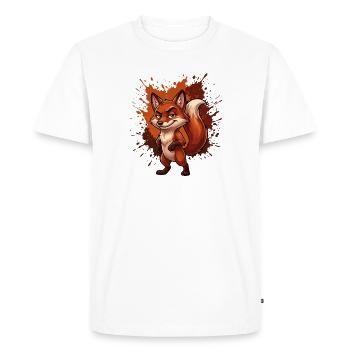 Renard Coquin en éclaboussure néon - T-shirt Premium bio Homme - blanc - Devant - Nico (187cm)