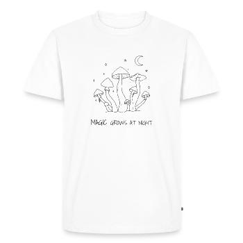 Magic Grows at Night Mushroom Design - Men's Premium Organic T-Shirt - white - Front - Nico (187cm)