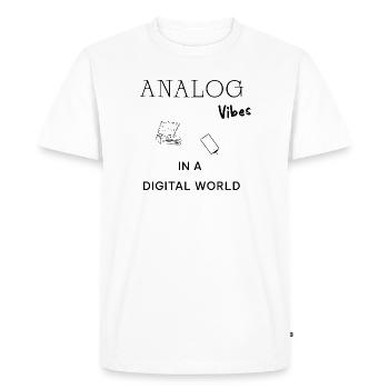 Analog Vibes Digital World – Platine rétro - T-shirt Premium bio Homme - blanc - Devant - Nico (187cm)
