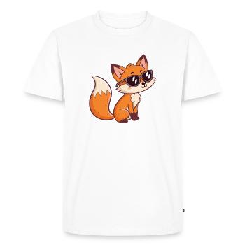 Fox Stylish Dark Glasses - Men's Premium Organic T-Shirt - white - Front - Nico (187cm)