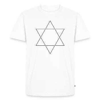 Étoile de David Minimaliste - Hexagramme de dessin au trait - T-shirt Premium bio Homme - blanc - Devant - Nico (187cm)