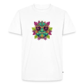 Dino tropical avec lunettes de soleil - T-shirt Premium bio Homme - blanc - Devant - Nico (187cm)