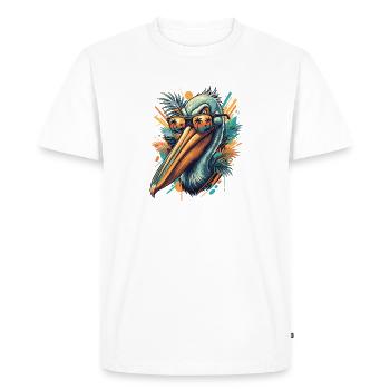 Tropical pelican with sunglasses - Men's Premium Organic T-Shirt - white - Front - Nico (187cm)