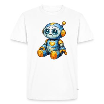 Motif robotique Style vitral Look Cartoon - T-shirt Premium bio Homme - blanc - Devant - Nico (187cm)