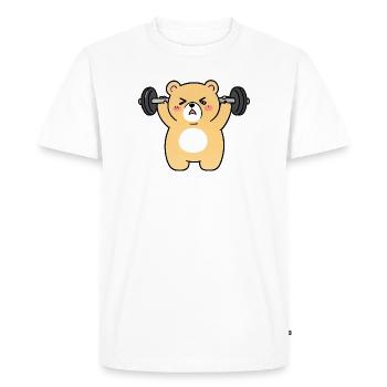 Kawaii Bear soulève des poids - T-shirt Premium bio Homme - blanc - Devant - Nico (187cm)