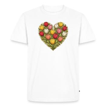 Tulip Heart Bouquet - Men's Premium Organic T-Shirt - white - Front - Nico (187cm)