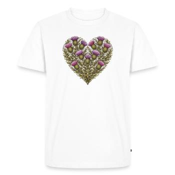 Imprimé botanique Cœur de Chardon - T-shirt Premium bio Homme - blanc - Devant - Nico (187cm)