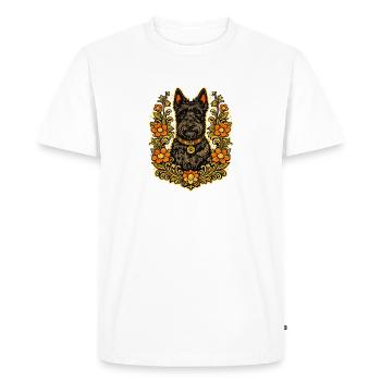 Terrier écossais à cadre floral - T-shirt Premium bio Homme - blanc - Devant - Nico (187cm)