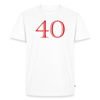 40. 40 YEARS. 40th ANNIVERSARY. 40 YEARS ANNIVERSARY. - Men's Premium Organic T-Shirt - white - Front - Nico (187cm)