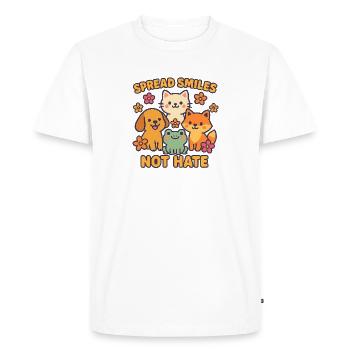 Spread Smiles Not Hate – Cute Animal Friends - Men's Premium Organic T-Shirt - white - Front - Nico (187cm)