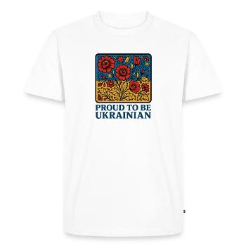 Ukrainian Pride – Blossom Folk - Men's Premium Organic T-Shirt - white - Front - Nico (187cm)