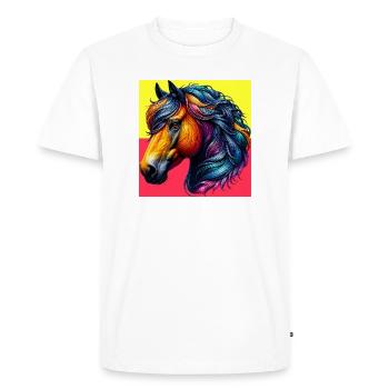cheval - T-shirt Premium bio Homme - blanc - Devant - Nico (187cm)