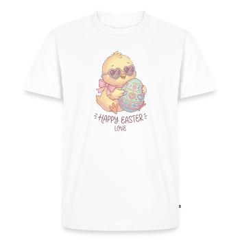 Pastel Chicken with Heart Glasses Easter Eggs - Men's Premium Organic T-Shirt - white - Front - Nico (187cm)