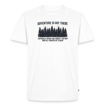 L’aventure est là – Drôle d’épinette en plein air - T-shirt Premium bio Homme - blanc - Devant - Nico (187cm)