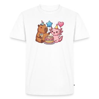 Capybara Axolotl Bird Birthday Party - Men's Premium Organic T-Shirt - white - Front - Nico (187cm)