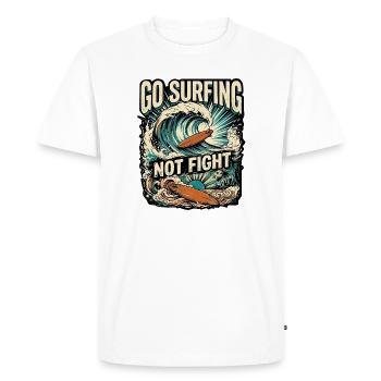 Surf contre la guerre pour la paix - T-shirt Premium bio Homme - blanc - Devant - Nico (187cm)