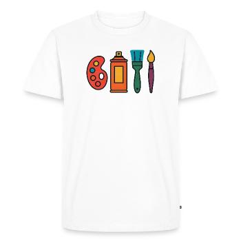 Palette de peinture artistique Pinceaux pulvérisateurs - T-shirt Premium bio Homme - blanc - Devant - Nico (187cm)