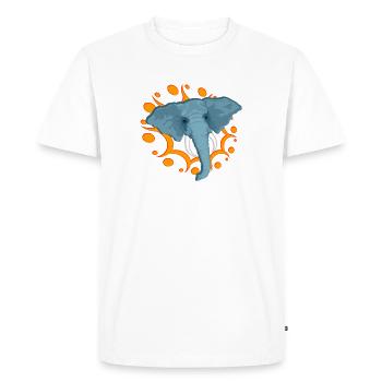 Éléphant bleu avec une broche orange - T-shirt Premium bio Homme - blanc - Devant - Nico (187cm)