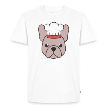 Logo de la tête de chapeau de chef Frenchie - T-shirt Premium bio Homme - blanc - Devant - Nico (187cm)