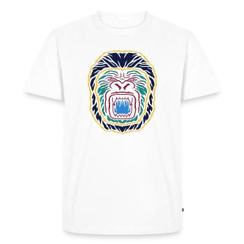Neon Gorilla Emblem: Colorful Face - Men's Premium Organic T-Shirt - white - Front - Nico (187cm)