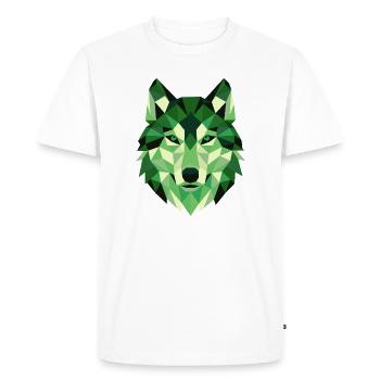 Portrait géométrique du polygone Tête de Loup - T-shirt Premium bio Homme - blanc - Devant - Nico (187cm)