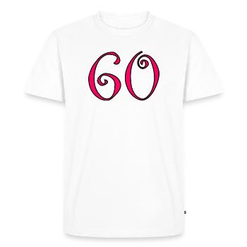60. 60 ANS. 60e ANNIVERSAIRE. ANNIVERSAIRE 60 ANS. - T-shirt Premium bio Homme - blanc - Devant - Nico (187cm)