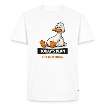 Plan du jour : Ne rien faire d’un canard - T-shirt Premium bio Homme - blanc - Devant - Nico (187cm)