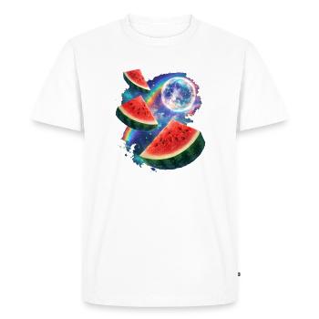 Space Melon Neon Cosmos - Men's Premium Organic T-Shirt - white - Front - Nico (187cm)
