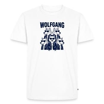 Funny Wolfgang Bande Pun - Men's Premium Organic T-Shirt - white - Front - Nico (187cm)