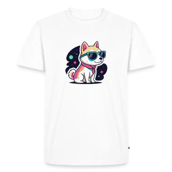 Chien Astral Neon Lunettes - T-shirt Premium bio Homme - blanc - Devant - Nico (187cm)