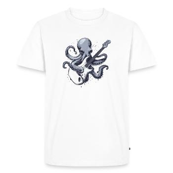 Octopus guitarist with electric guitar - Men's Premium Organic T-Shirt - white - Front - Nico (187cm)