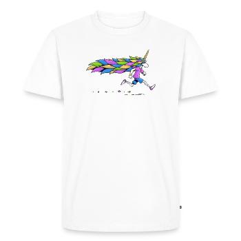 Unicorn Runner - Men's Premium Organic T-Shirt - white - Front - Nico (187cm)