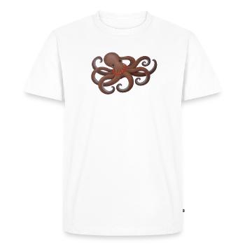 Pieuvre avec perle d’amour rouge - T-shirt Premium bio Homme - blanc - Devant - Nico (187cm)