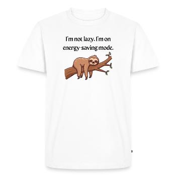 T-shirt mode économie d’énergie | T-shirt drôle - T-shirt Premium bio Homme - blanc - Devant - Nico (187cm)