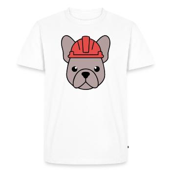 Frenchie Construction Worker Helmet Head - Men's Premium Organic T-Shirt - white - Front - Nico (187cm)