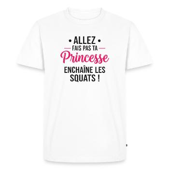 Cadeau femme femme princesse enchaîne les squats - T-shirt Premium bio Homme - blanc - Devant - Nico (187cm)
