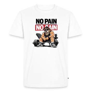 Pouvoir de salle de sport du Bulldog No Pain - T-shirt Premium bio Homme - blanc - Devant - Nico (187cm)
