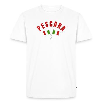 Pescara Crossed Italian Flags  - Men's Premium Organic T-Shirt - white - Front - Nico (187cm)