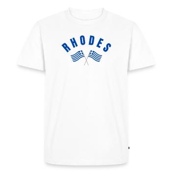 Drapeaux grecs de Rhodes croisés - T-shirt Premium bio Homme - blanc - Devant - Nico (187cm)