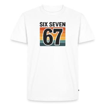 Six Seven 67 Italian Brainrot Retro Sunset Meme - T-shirt Premium bio Homme - blanc - Devant - Nico (187cm)