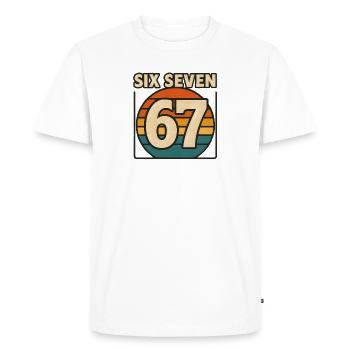 Six Seven 67 Italian Brainrot Retro Sunset Meme - T-shirt Premium bio Homme - blanc - Devant - Nico (187cm)