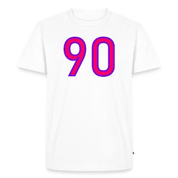 90. 90 ANS. 90e ANNIVERSAIRE. ANNIVERSAIRE 90 ANS. - T-shirt Premium bio Homme - blanc - Devant - Nico (187cm)