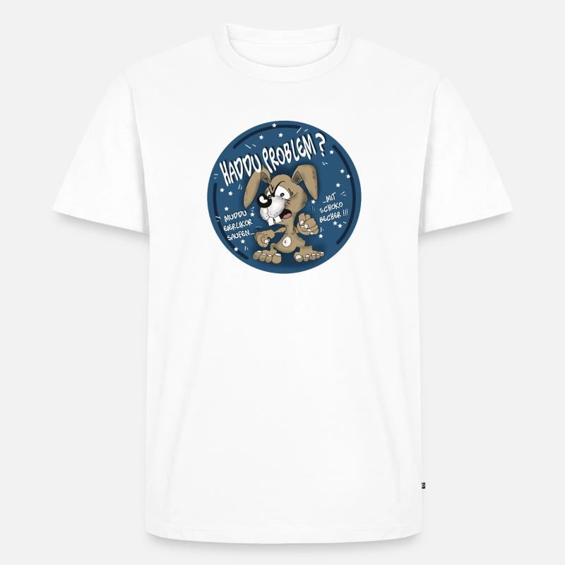 Hasen-Comic Haddu Problem? - Männer Premium Bio T-Shirt - Weiß
