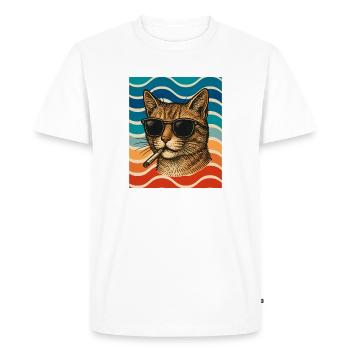 Cat summer with sunglasses - Men's Premium Organic T-Shirt - white - Front - Nico (187cm)
