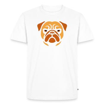 Carlin, tête de chien - T-shirt Premium bio Homme - blanc - Devant - Nico (187cm)