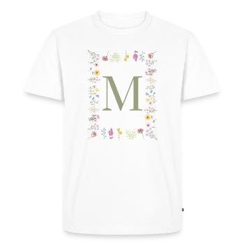 Initial M Floral Monogram - Men's Premium Organic T-Shirt - white - Front - Nico (187cm)