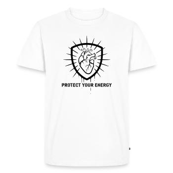 Strong Protect Your Energy Shield - Men's Premium Organic T-Shirt - white - Front - Nico (187cm)