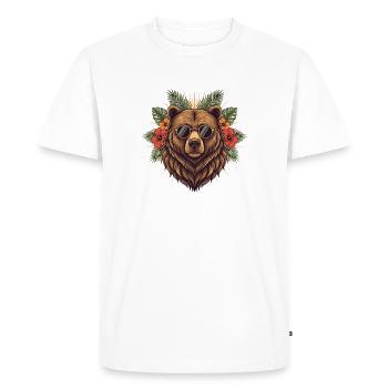 Ours solaire dans le style tropical - T-shirt Premium bio Homme - blanc - Devant - Nico (187cm)