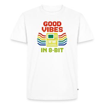 Gute Vibes in 8-Bit | Chiptune Retro Musik - Men's Premium Organic T-Shirt - white - Front - Nico (187cm)