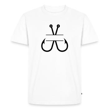 Monogramme du nom de l’hameçon à pêche - T-shirt Premium bio Homme - blanc - Devant - Nico (187cm)